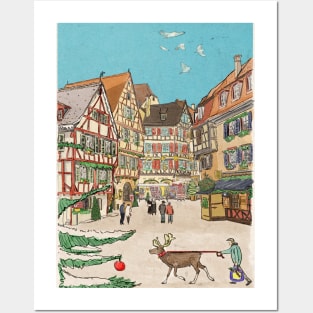 Winter Holiday Strasbourg Christmas Market Posters and Art